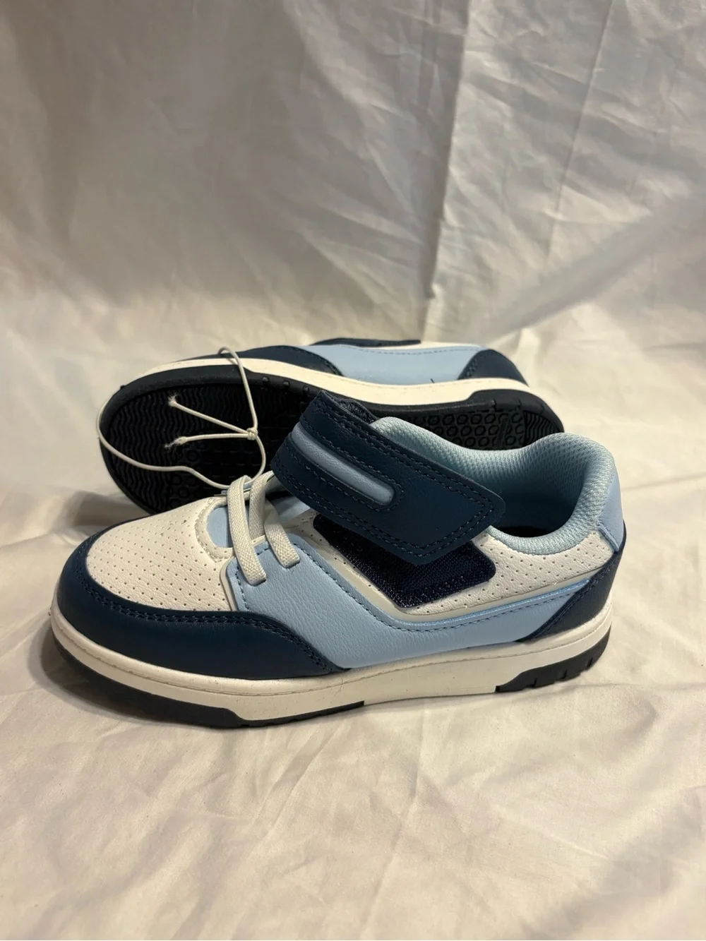 Kids Light Blue and Navy Velcro Sneakers